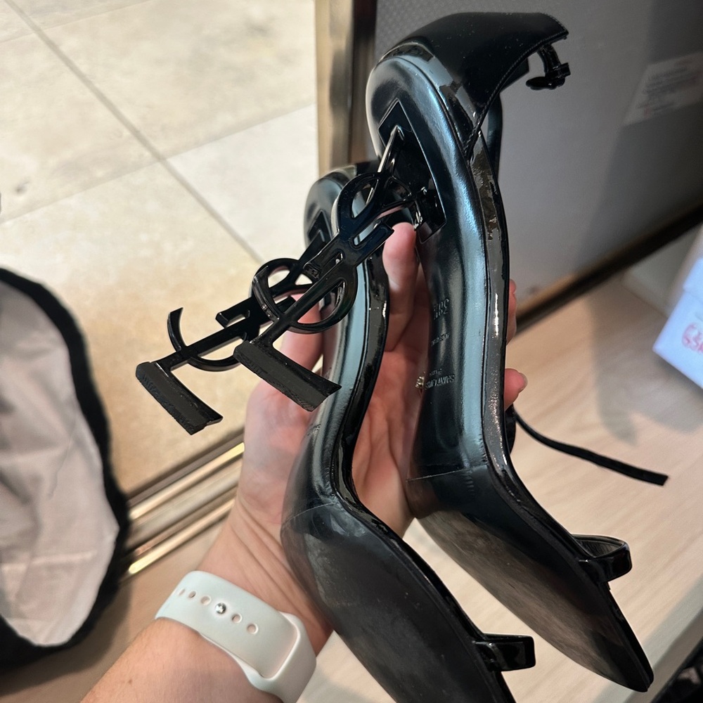 YSL Opyum Black Sandals (Patent)